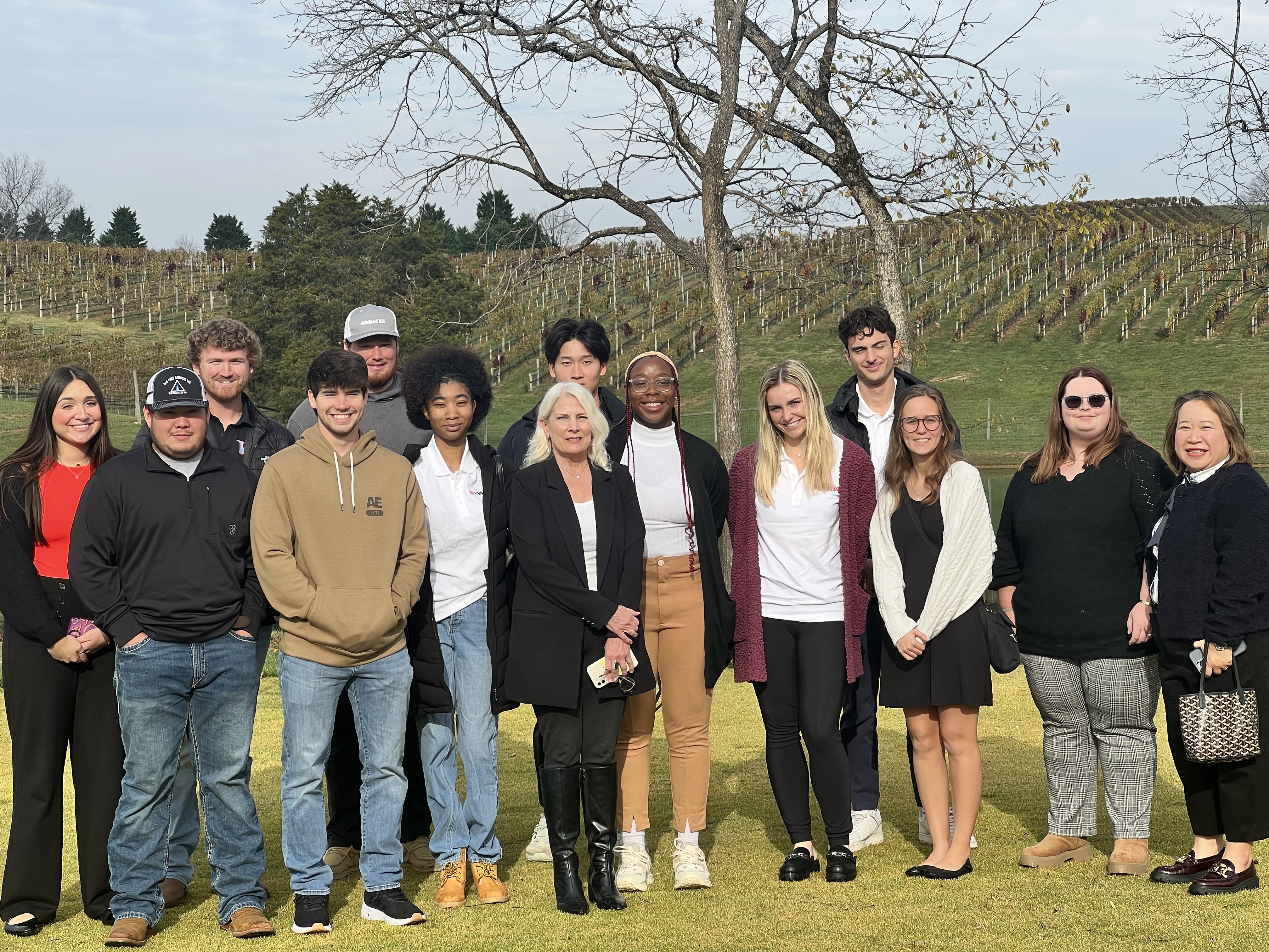 Group of students standing on land