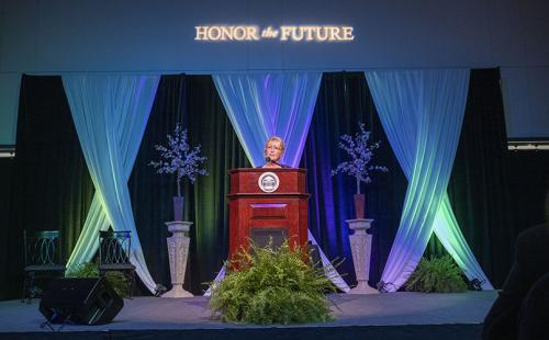 Valerie Lawson greets Benefactors