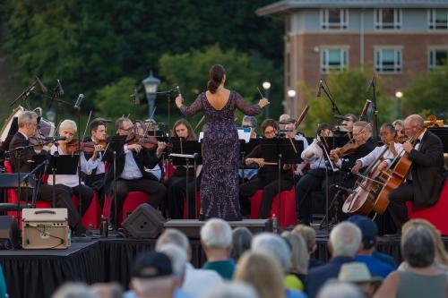 Conducter and orchestra on stage