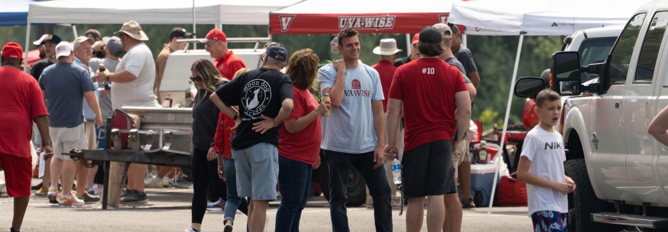 Group gathered in tailgating area