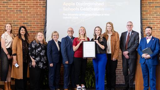 UVA Wise Faculty and Chancellor Pose with Apple Distinguished School Award